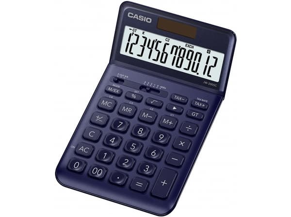 Casio JW-200SC - Skrivebordskalkulator - 12 sifre - solpanel, batteri - marineblå