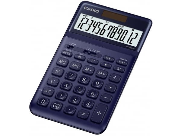 Casio JW-200SC - Skrivebordskalkulator - 12 sifre - solpanel, batteri - marineblå