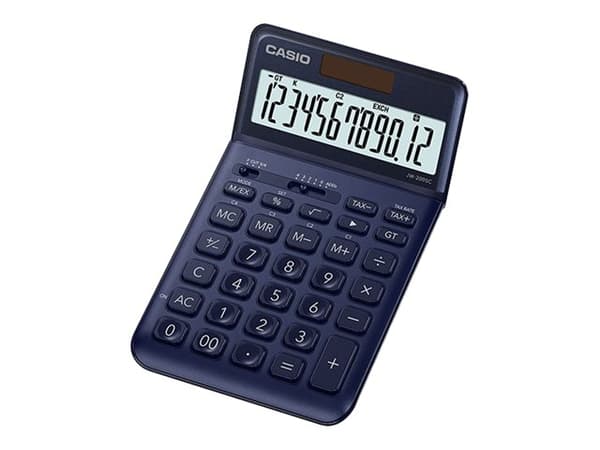 Casio JW-200SC - Skrivebordskalkulator - 12 sifre - solpanel, batteri - marineblå