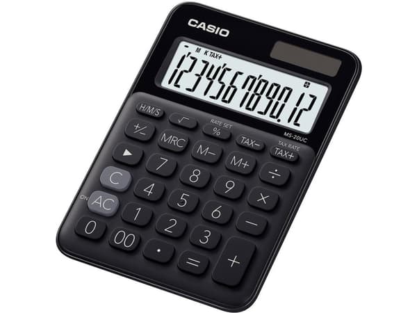 Casio MS-20UC - Skrivebordskalkulator - 12 sifre - solpanel, batteri - svart