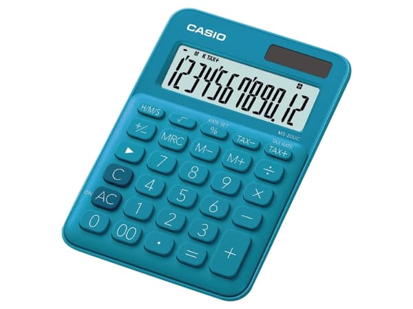 Casio MS-20UC - Skrivbordskalkylator - 12 siffror - solcellspanel, batteri - blå