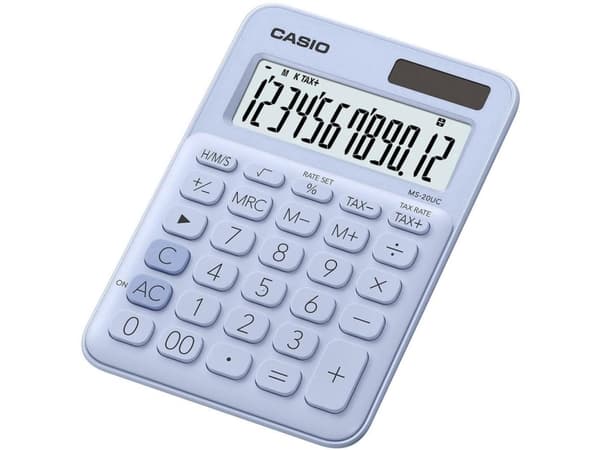 Casio MS-20UC - Skrivebordskalkulator - 12 sifre - solpanel, batteri - lys blå