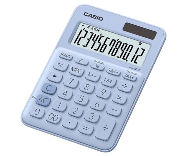 Casio MS-20UC - Skrivebordskalkulator - 12 sifre - solpanel, batteri - lys blå