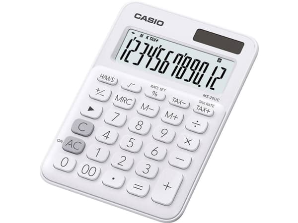 Casio MS-20UC-PK, Työpöytä, Perus, 12 lukua, 1 linjat, Akku/Aurinko, Vaaleanpunainen