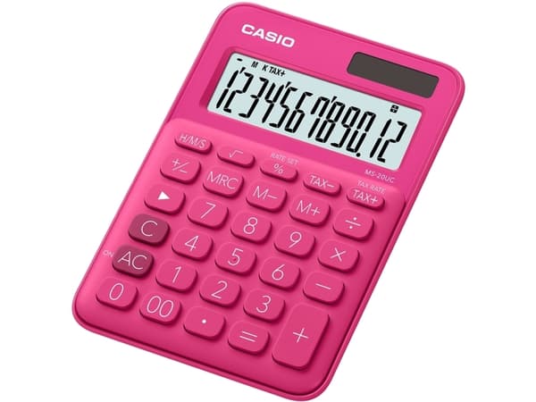 Casio MS-20UC - Skrivebordskalkulator - 12 sifre - solpanel, batteri - rød
