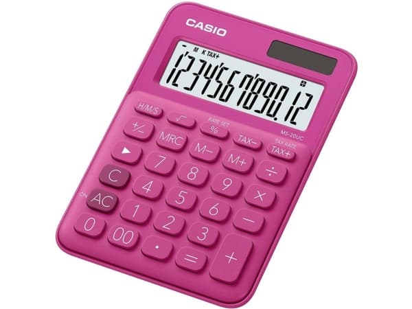 Casio MS-20UC - Skrivebordskalkulator - 12 sifre - solpanel, batteri - rød