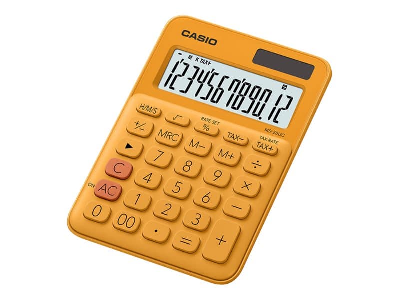 Casio MS-20UC - Skrivbordskalkylator - 12 siffror - solcellspanel, batteri - orange