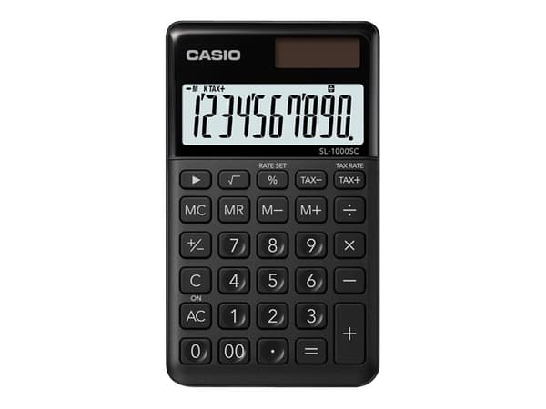 Casio SL-1000SC - Fickkalkylator - 10 siffror - solcellspanel, batteri - svart Svart