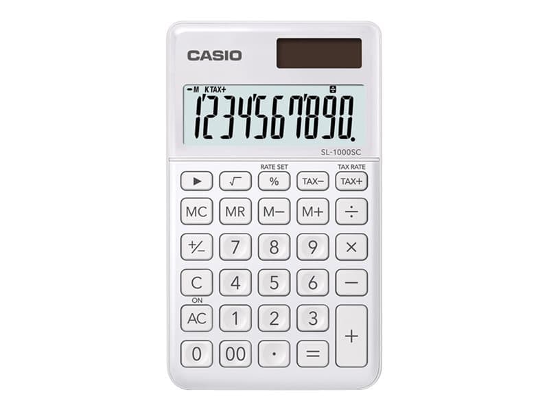 Casio SL-1000SC - Fickkalkylator - 10 siffror - solcellspanel, batteri - vit