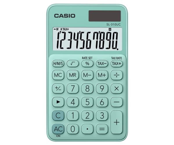 Casio SL-310UC - Lommekalkulator - 10 sifre - solpanel, batteri - grønn