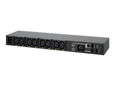 CyberPower PDU81005, Ohjattu, Kytkimellinen, 1U, Vaaka/Pysty, Musta, LCD, 8 AC-pistorasia(a) musta