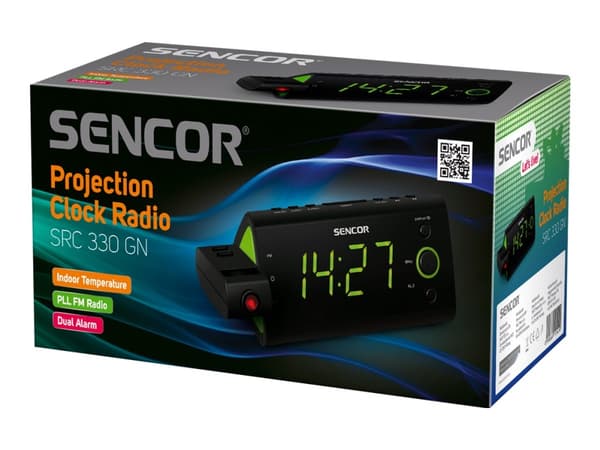 Sencor SRC 330 GN RADIOCLOCK, Alam Clock with projector, Digital, FM, ,05 cm (1.2"), Green - 420g