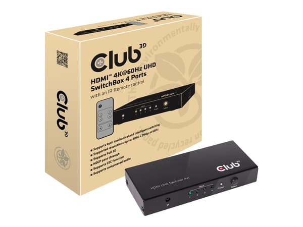 Club 3D SenseVision CSV-1370 - Video-/ljudomkopplare - 4 x HDMI