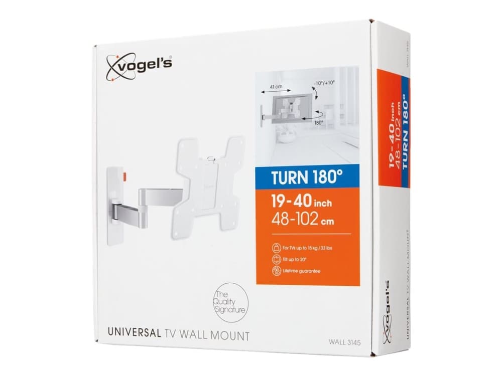 Vogel's WALL series 3145 Full-Motion - Konsol - för platt panel - vit - skärmstorlek: 19"-43" - väggmonterbar