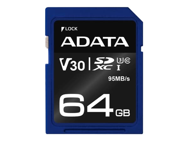 ADATA Premier Pro - Flashminnekort - 64 GB - Video Class V30 / UHS-I U3 / Class10 - SDXC UHS-I