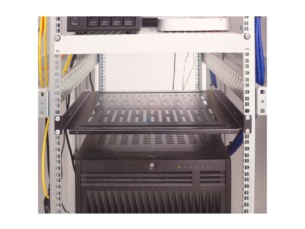LogiLink SF1C45B, Hylla till rackskåp, Svart, Stål, 10 kg, 1U, 48,3 cm (19")