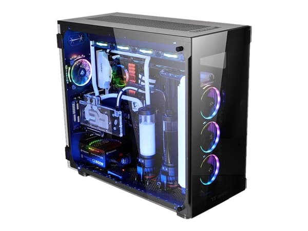 Thermaltake View 91 - Tempered Glass RGB Edition - tower - XL-ATX - sidepanel med vindu (herdet glass) - ingen strømforsyning (PS/2) - svart - USB/ly Sort