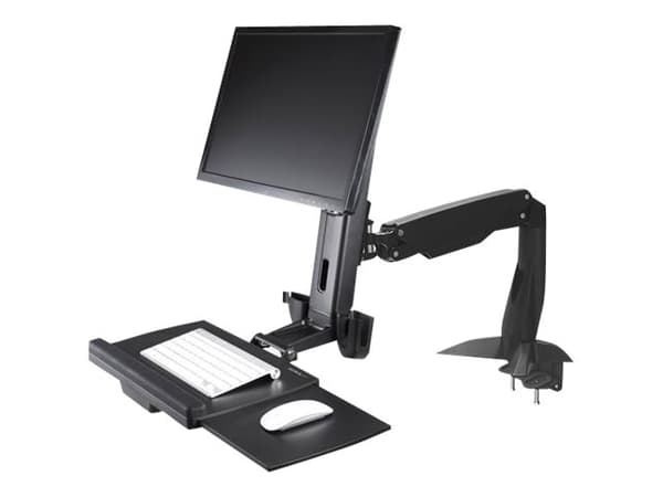 StarTech.com Sit Stand Monitor Arm, Desk Mount Adjustable Sit-Stand Workstation Arm for Single 34" VESA Mount Display, Ergonomic Articulating Standin
