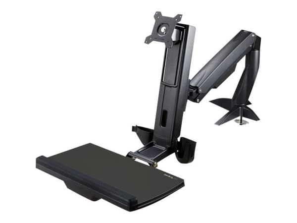StarTech.com Sit Stand Monitor Arm, Desk Mount Adjustable Sit-Stand Workstation Arm for Single 34" VESA Mount Display, Ergonomic Articulating Standin