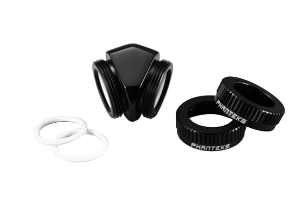 Phanteks PH-A45_BK_16, Adapter fitting, Metall, Sort, 45°, Hunkjønn, Hunkjønn