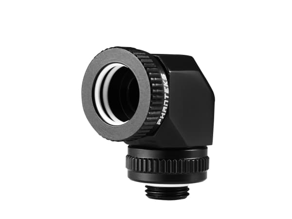 PHANTEKS Glacier Rotary Connector 90 asteen G1/4 tuuman uros 16mm naaras kovaputkeen - käännettävä, musta