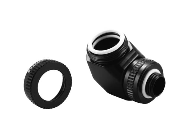 PHANTEKS Glacier Rotary Connector 90 asteen G1/4 tuuman uros 16mm naaras kovaputkeen - käännettävä, musta