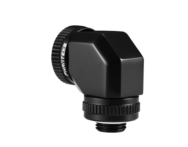 PHANTEKS Glacier Rotary Connector 90 asteen G1/4 tuuman uros 16mm naaras kovaputkeen - käännettävä, musta
