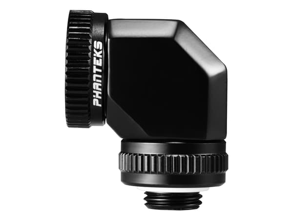 PHANTEKS Glacier Rotary Connector 90 asteen G1/4 tuuman uros 16mm naaras kovaputkeen - käännettävä, musta