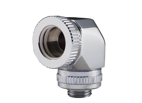 PHANTEKS Glacier Roterende tilkobling 90 grader G1/4 tommer AG til 16 mm OD Hardtube - roterbar, krom sølv