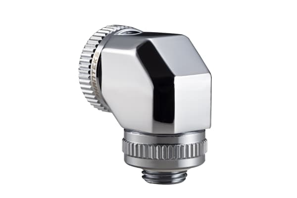 PHANTEKS Glacier Roterende tilkobling 90 grader G1/4 tommer AG til 16 mm OD Hardtube - roterbar, krom sølv