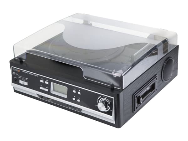 Technaxx TX-22+, Hihnakäyttöinen levysoitin, Puoliautomaattinen, Musta, 33,45,78 RPM, Rotaatio, Keraaminen stereoäänirasia