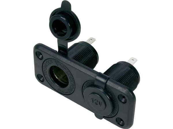TRU COMPONENTS 548040 Moottoriajoneuvoon asennettava kaksoispistorasia, jossa on korkki Sallittu kuormitusvirta enintään: 20 A