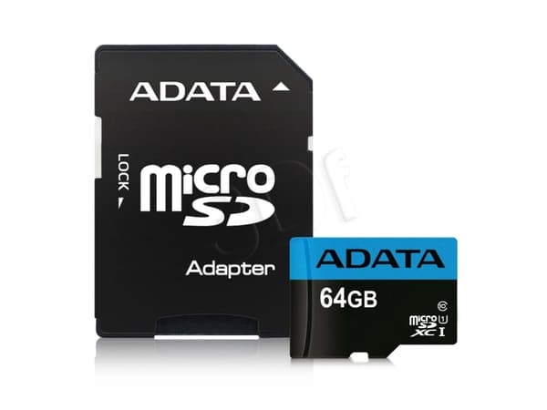 ADATA Premier - Flashminnekort (microSDXC til SD-adapter inkludert) - 64 GB - UHS Class 1 / Class10 - microSDXC UHS-I - for detaljhandel