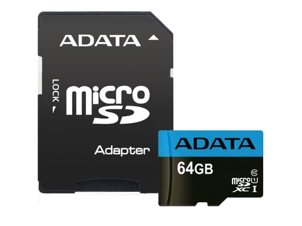 ADATA Premier - Flashminnekort (microSDXC til SD-adapter inkludert) - 64 GB - UHS Class 1 / Class10 - microSDXC UHS-I - for detaljhandel