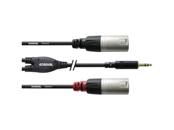 Cordial CFY WMM, 3.5mm, Hankjønn, 2 x XLR, Hunkjønn, 3 m, Sort