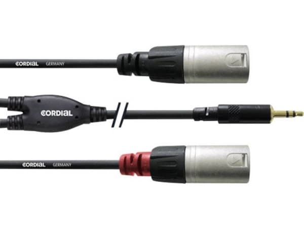 Cordial CFY WMM, 3.5mm, Hankjønn, 2 x XLR, Hunkjønn, 3 m, Sort