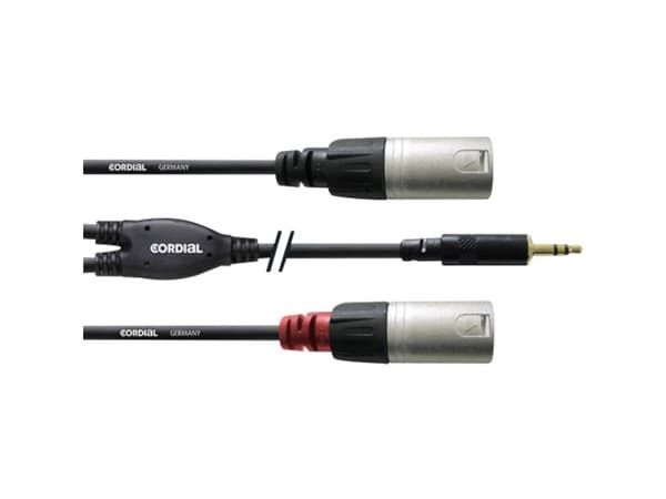 Cordial CFY WMM, 3.5mm, Hankjønn, 2 x XLR, Hunkjønn, 3 m, Sort