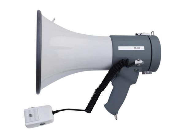 SpeaKa Professional ER-66S Megafon med håndmikrofon, med holdesele, Integreret lyd