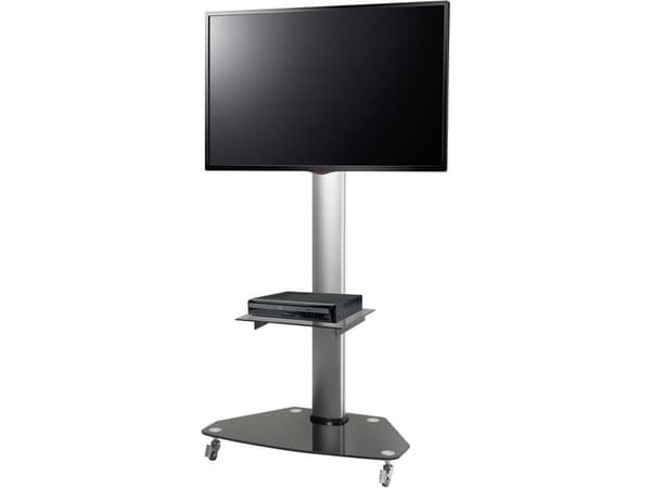 SpeaKa Professional SP-TVRW-01, 139,7 cm (55"), 75 x 75 mm, 400 x 400 mm, 0 - 45°, Glass, Stål, Sort, Sølv