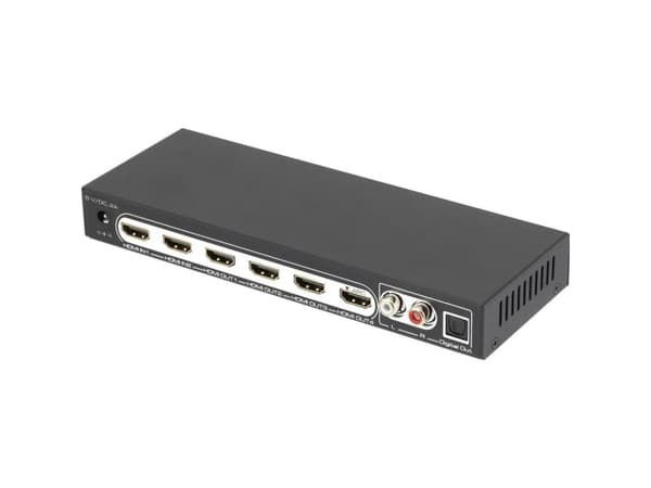 SpeaKa Professional 4-porters HDMI-splitter med lydporter, med fjernkontroll 3840 x 2160 piksler svart