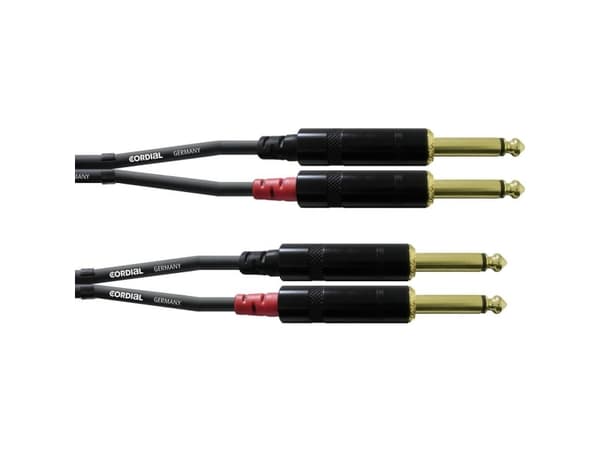 Cordial CFU PP, 2 x 6.35mm, Hankjønn, 2 x 6.35mm, Hankjønn, 3 m, Sort