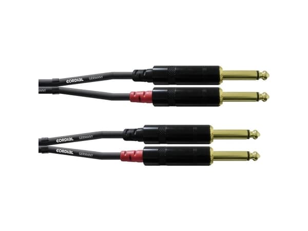 Cordial CFU PP, 2 x 6.35mm, Hankjønn, 2 x 6.35mm, Hankjønn, 3 m, Sort
