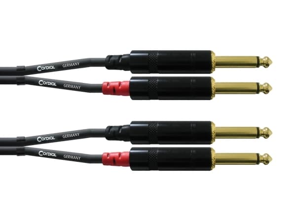 Cordial CFU PP, 2 x 6.35mm, Hankjønn, 2 x 6.35mm, Hankjønn, 3 m, Sort