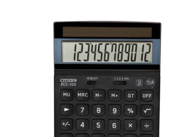 Citizen ECC-310 - Skrivebordskalkulator - 12 sifre - solpanel - svart
