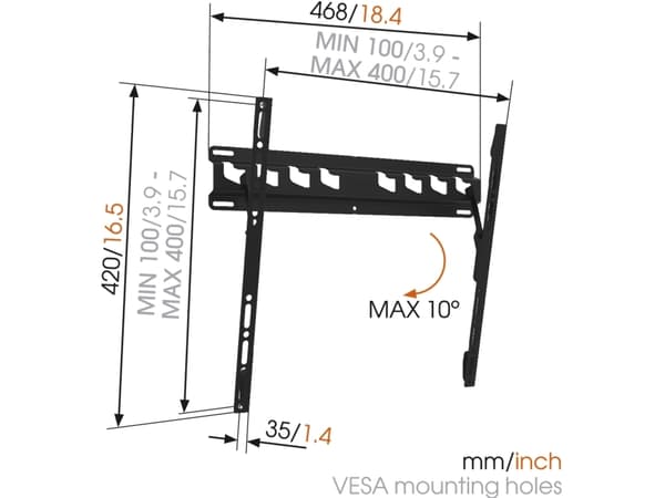 Vogel's MA3010, 40 kg, 81,3 cm (32"), 139,7 cm (55"), 100 x 100 mm, 600 x 400 mm, svart