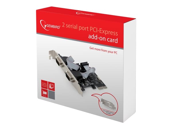 Gembird SPC-22 - Seriell adapter - PCIe 1.1 - RS-232 x 2 Sort