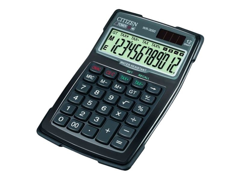 Citizen WR-3000 - Skrivbordskalkylator - 12 siffror - solcellspanel, batteri - svart