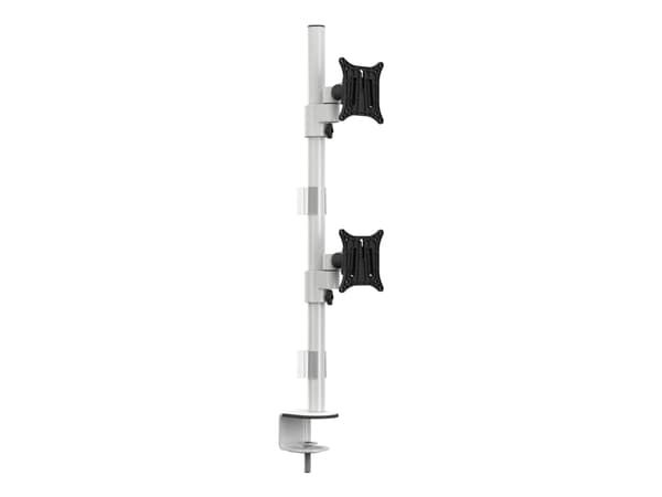 Multibrackets M VESA Deskmount Officeline Dual Vertical - Monteringssett - for 2 LCD-skjermer - stål - hvit - skjermstørrelse: 15"-30" - skrivebordsm