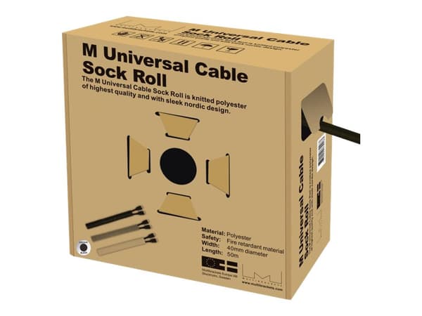 Multibrackets M Universal Cable Sock Roll 40 mm x 50 m - Kabelordner - svart