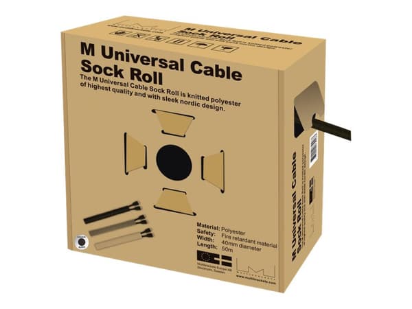 Multibrackets M Universal Cable Sock Roll 40 mm x 50 m - Kabelordner - svart